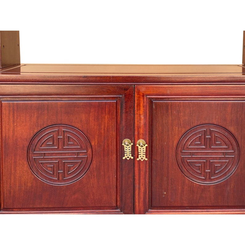 Chinese Mahogany Brown Slim 3 Shelves Bookcase Display Cabinet cs7262E image 3