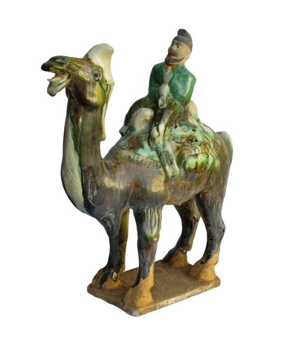 Chinese Pottery Clay Ancient Style Camel w Man Figure cs732-9S Chinese Pottery Clay Ancient Style Camel w Man Figure cs732-9S