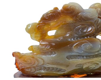 中国手彫り瑪瑙石桃如意雲巻物ディスプレイアート ws3466E - Etsy 日本