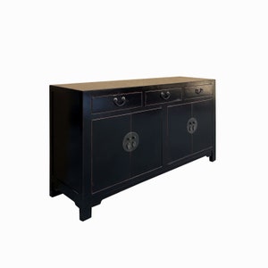 Oriental Black Lacquer Sideboard Buffet Table TV Console Cabinet cs7719E image 4