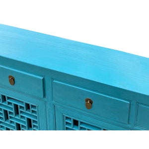 Asian Pastel Blue Shutter Doors Hardware Sideboard Credenza Console Cabinet cs7522E image 4