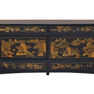 Chinese Fujian Golden Graphic Sideboard High Credenza Console Table TV Cabinet cs3509E image 2