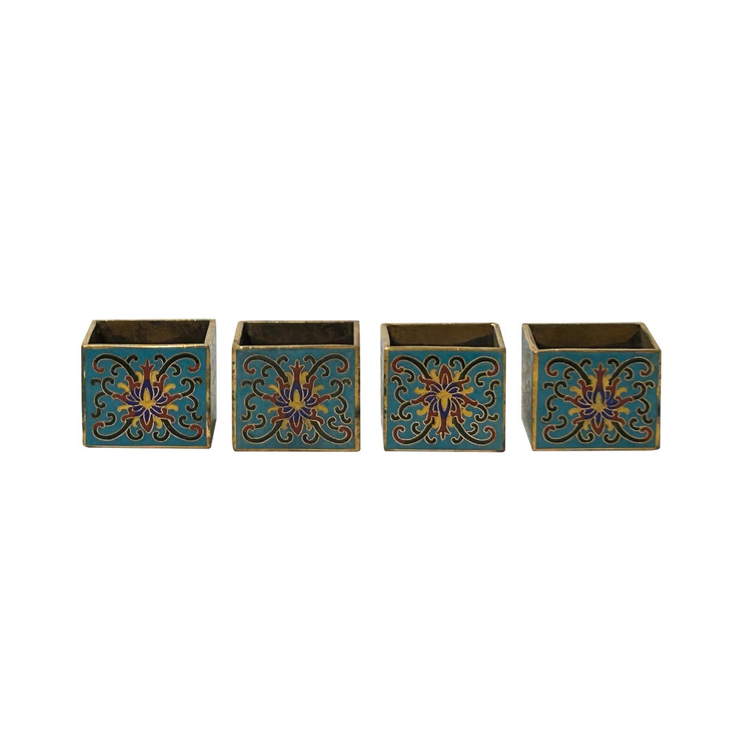 Turquoise Breacket Set of 4 Turquoise Enamel Cloisonne Furniture Feet Metal Bracket GB150E ...