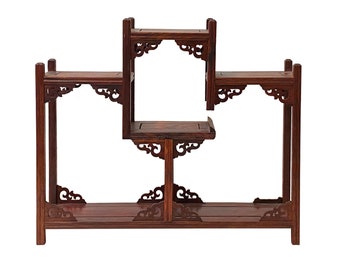 Brown Wood Tower Shape Table Top Curio Display Easel Stand ws2899E