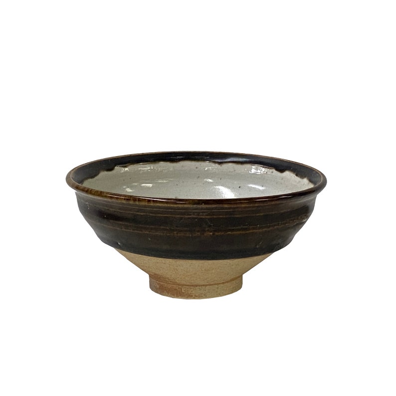 4.75 Chinese Brown Black White Drawing Ceramic Bowl Cup Display ws3326AE image 2