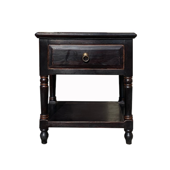 Brown sale black nightstand