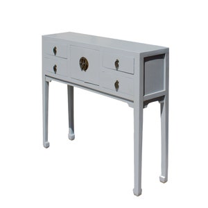 Chinese Semi Gloss Gray Wood Plain 4 Drawers Side Table cs5794E image 3