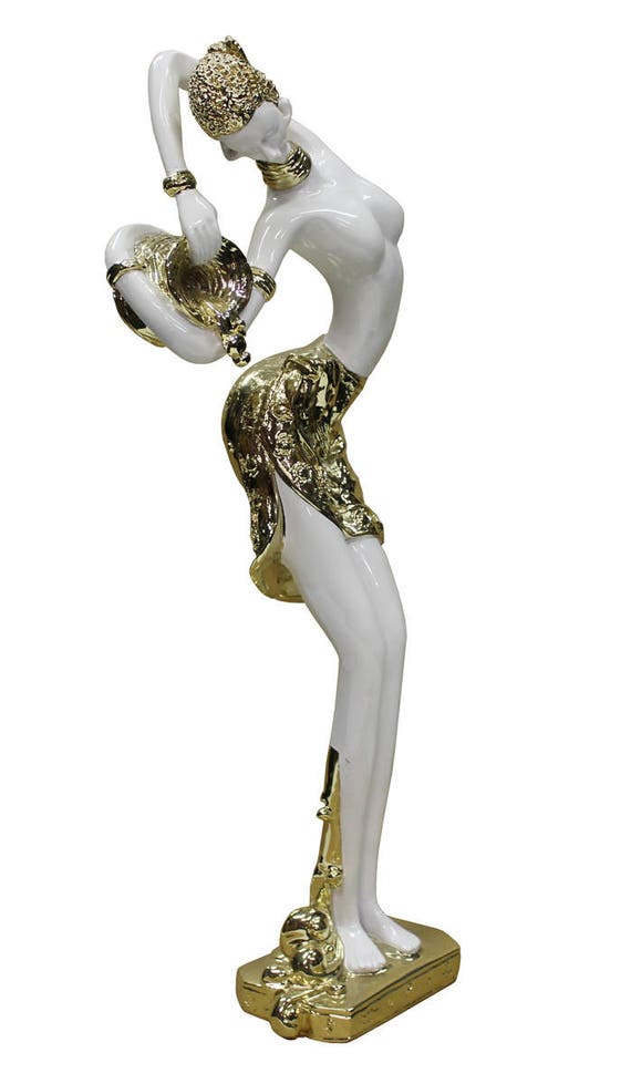 Gold White Lady Fiber Glass Decor Box Figure s1849-2S Gold White Lady Fiber Glass Decor Box Figure s1849-2S