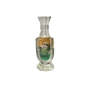 Jarrón de vidrio con diseño gráfico de grúas y paisaje oriental chino ws4155E