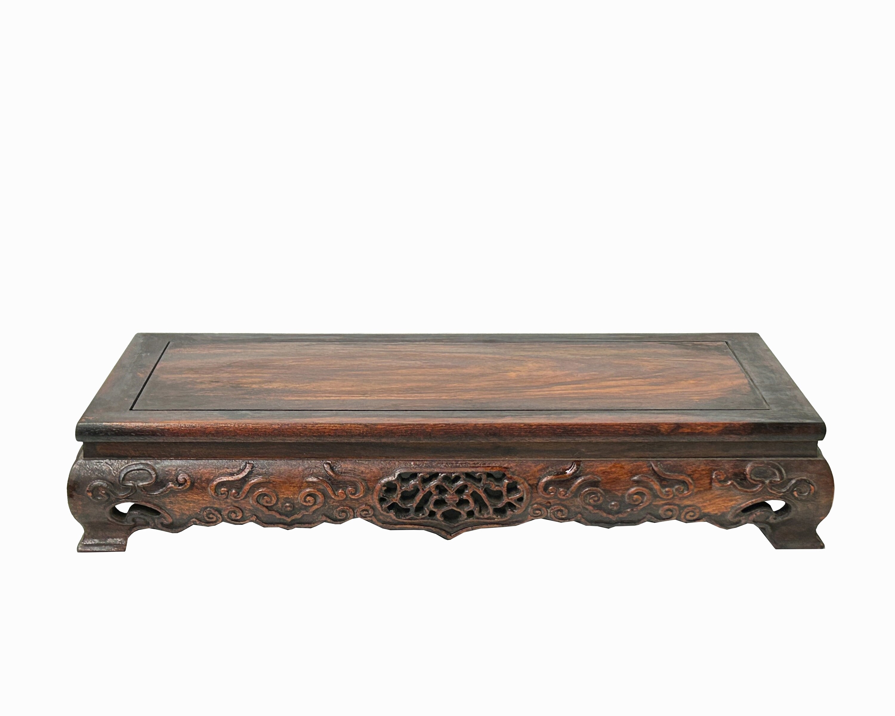 14.25 Brown Oriental Lotus Rectangular Display Table Stand 14.25 Brown Oriental Lotus Rectangular Display Table Stand