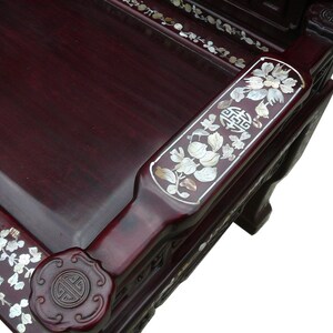 Classic Chinese Red Rosewood Mother of Pearl Long Bench Chaiser cs962E image 4