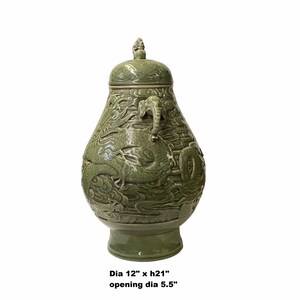 Chinese Ancient style Celadon Ceremonial Jar with Dragon Motif ws1595E image 6