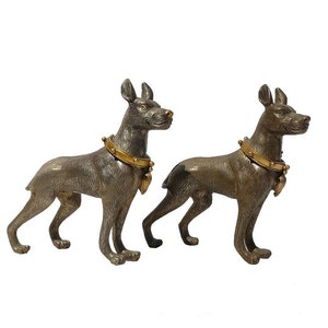 Pair Metal Mini Table Top Dogs Figure ss677S