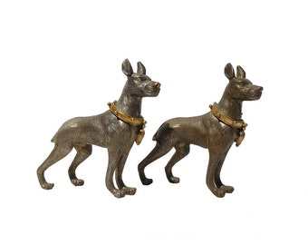Pair Metal Mini Table Top Dogs Figure ss677S Pair Metal Mini Table Top Dogs Figure ss677S