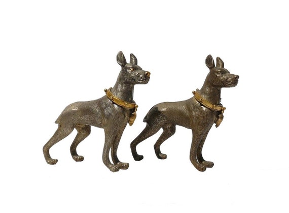 Pair Metal Mini Table Top Dogs Figure ss677S Pair Metal Mini Table Top Dogs Figure ss677S