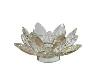 Lotus Flower Shape Clear Crystal Look Resin Candle Holder ws1375E