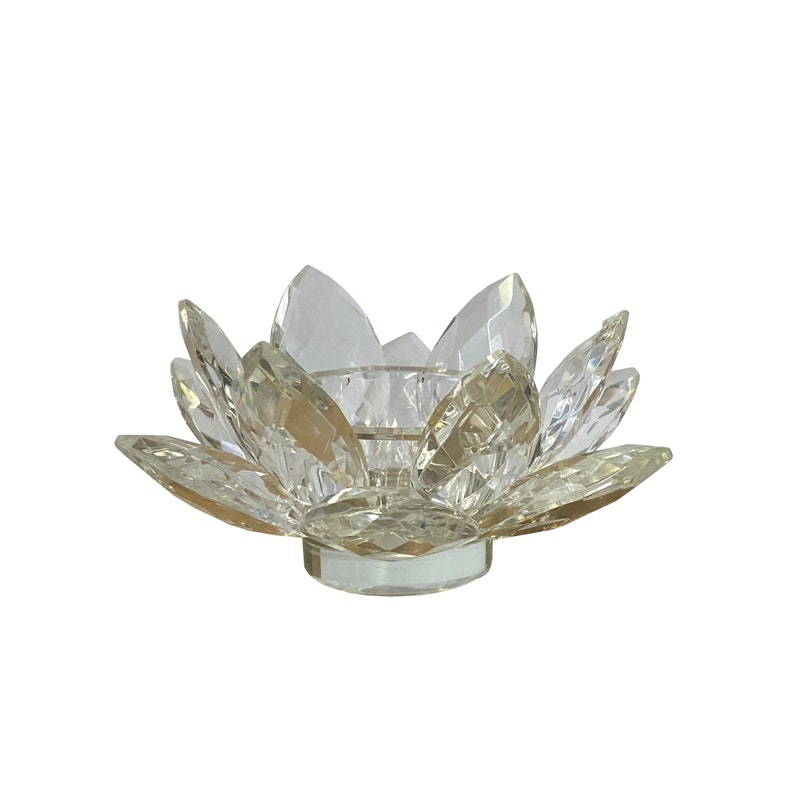 Lotus Flower Shape Clear Crystal Look Resin Candle Holder ws1375E image 1