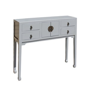 Chinese Semi Gloss Gray Wood Plain 4 Drawers Side Table cs5794E image 4