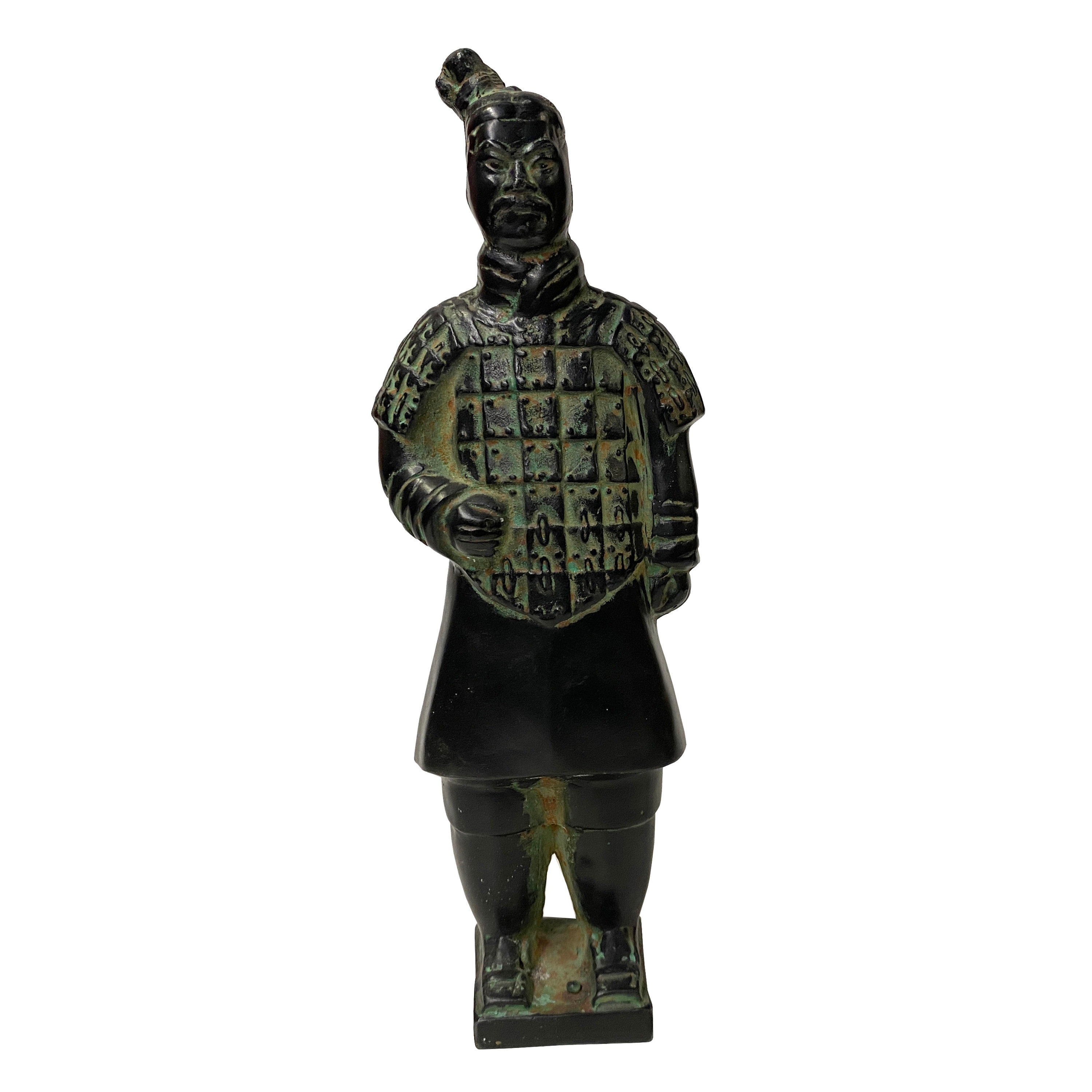Chinese Black Green Rustic Ancient Artistic Terra Cotta Soldier Figure Ws2454E