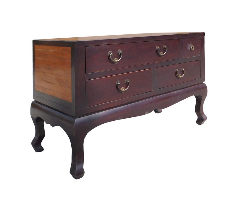 Chinese Brown Light Bamboo Top Dresser Drawer Cabinet Table cs1339E