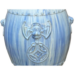 Chinese White Blue Glaze Bat Fortune Coin Pattern Round Ceramic Garden Stool cs7809E image 4