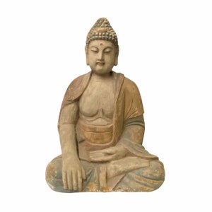 Large Chinese Rustic Wood Sitting Meditation Buddha Statue ws1539E image 1
