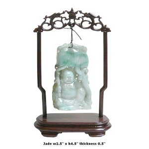 Chinese Jade Carved Happy Buddha Ornament Display s2237E image 7