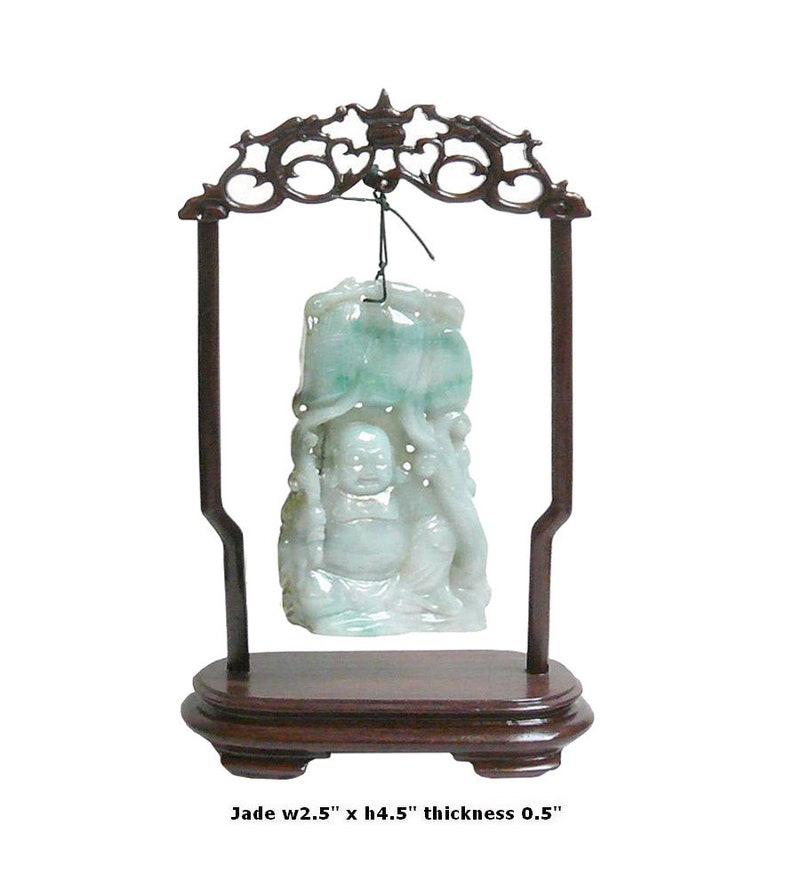 Chinese Jade Carved Happy Buddha Ornament Display s2237E image 7