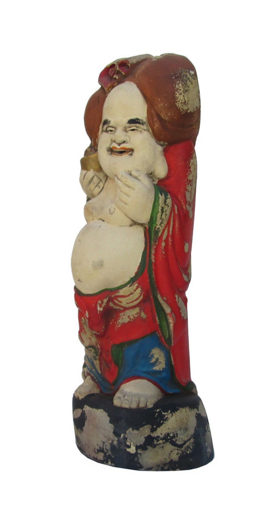 Hand Carved Camphor Wood Standing Happy Buddha Statue jz120S Hand Carved Camphor Wood Standing Happy Buddha Statue jz120S