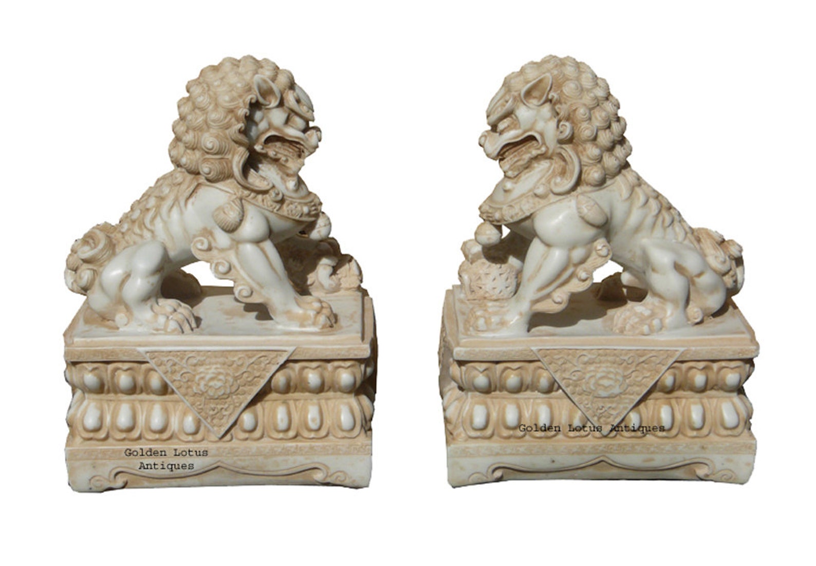Pair Chinese off White Marble Like Fengshui Foo Dogs Cs1289e - Etsy