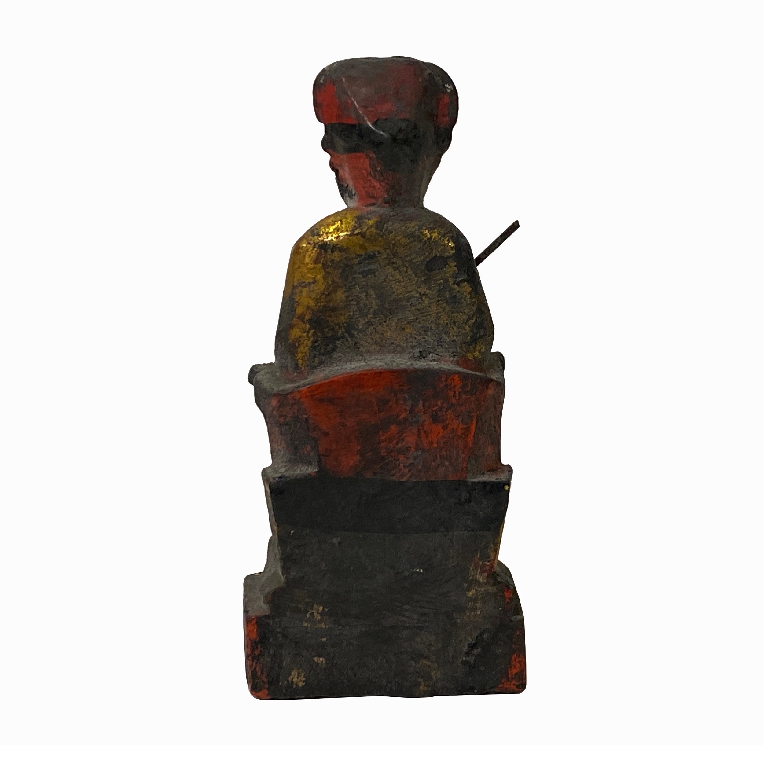 Vintage Chinese Wooden Carved Home Guardian Deity Figure