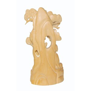 Zen Master Lecture Under Juniper Tree Box Wood Carving Figure n591E image 3