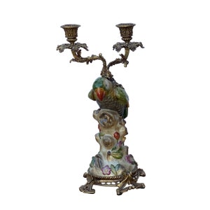 Stary ręcznie robiony ceramiczny świecznik w kształcie papugi ws1641E