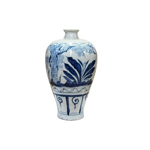 Chinese Blue White Porcelain Flowers Theme Vase Display ws2877E image 2