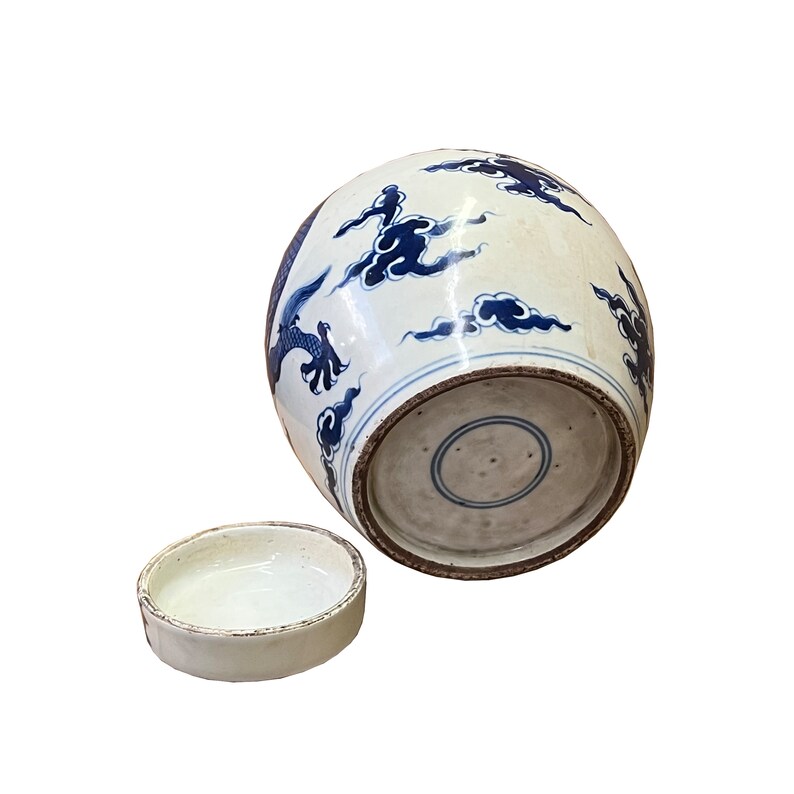 Hand-paint Fengshui Dragon Blue White Porcelain Ginger Jar ws2538E image 4
