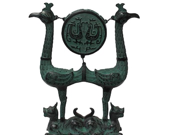 Chinese Oriental Green Bronze-ware Home Decor Display cs5538E