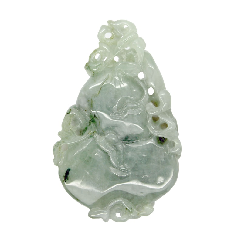 Jade Pendant With Dragon On Gourd Stepping On Money, Roots and Leaf n414E image 1