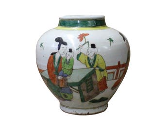 Chinese Oriental People Scenery Graphic Ceramic Vase cs3614E