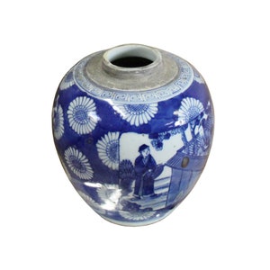 Chinese Oriental Handpaint Small Blue White Porcelain Ginger Jar ws515E image 2