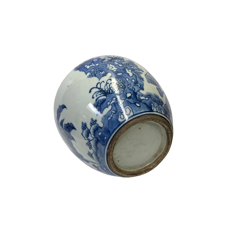 Oriental Lady House Small Blue White Porcelain Ginger Jar ws3331E image 5
