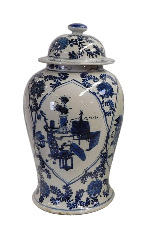 Chinese Blue & White Porcelain Flower Vases Temple General Jar gj30-2S Chinese Blue & White Porcelain Flower Vases Temple General Jar gj30-2S