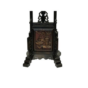 Vintage Chinese Brown Wood Floor Lamp Flower Vase Carving Base ws3765E image 6