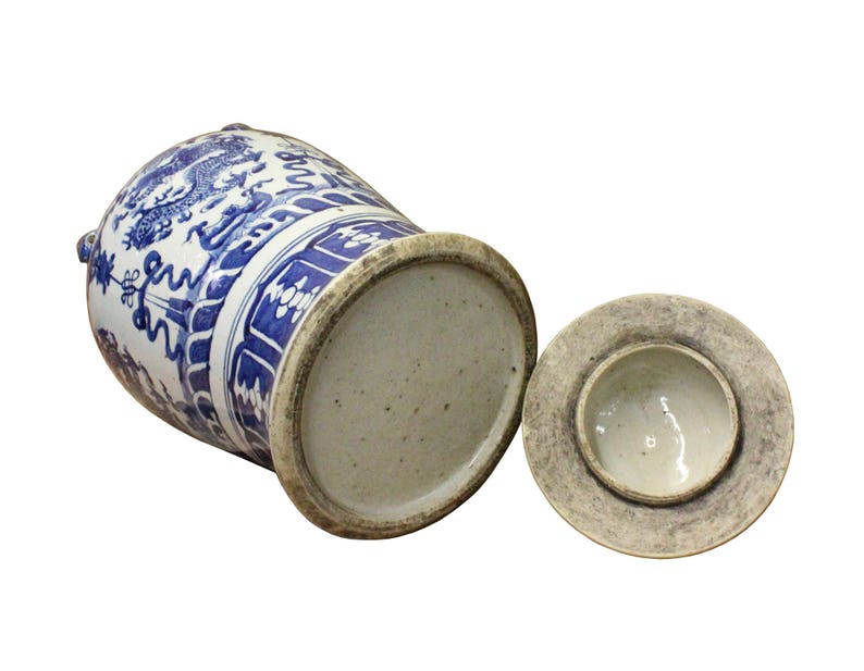 Chinese Blue & White Double Dragon Theme Porcelain Large General Jar cs3593E image 6