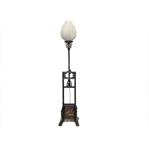 Vintage Chinese Brown Wood Floor Lamp Flower Vase Carving Base ws3765E image 8