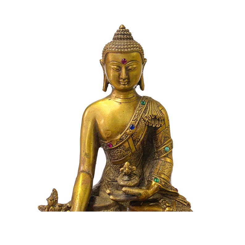 Chinese Distressed Bronze Color Metal Sitting Lotus Buddha Statue ws2122E image 2