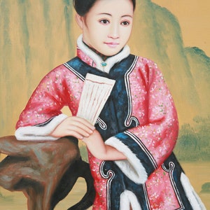 Qianlong Period Chinese Lady Portrait Oil Painting s1909E image 3