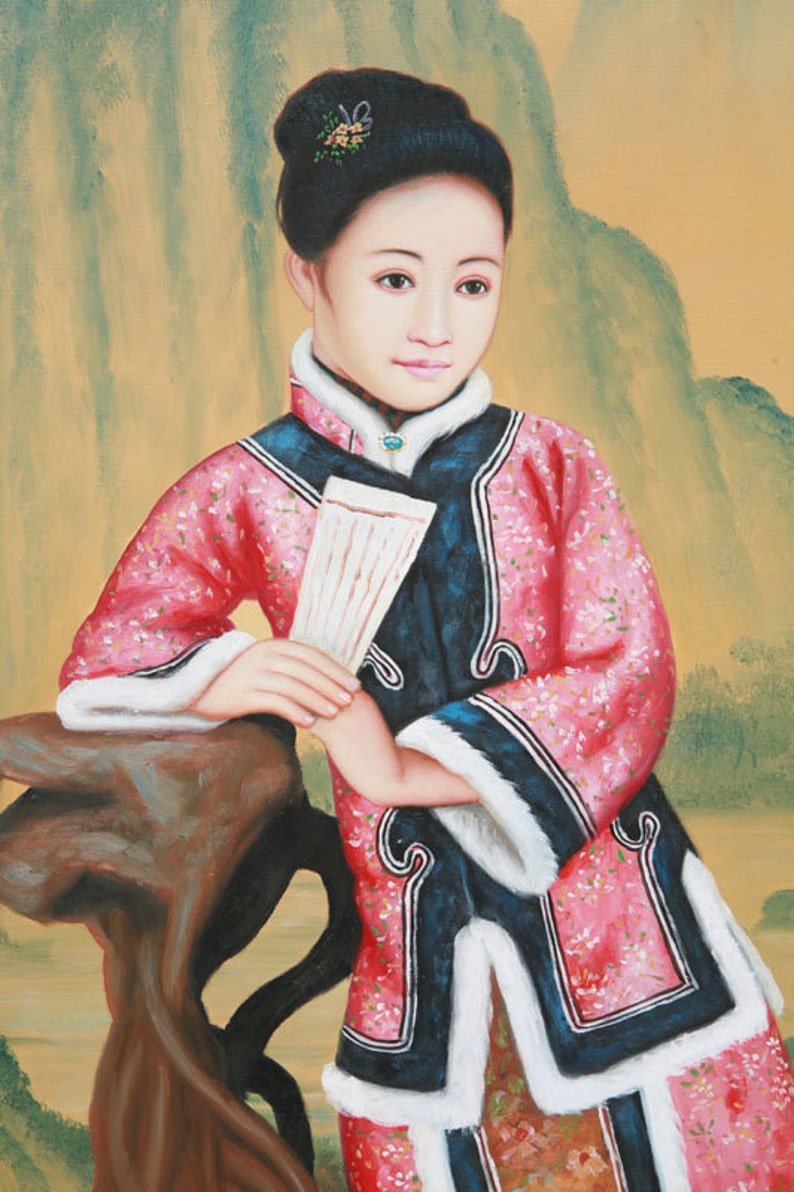 Qianlong Period Chinese Lady Portrait Oil Painting s1909E image 3
