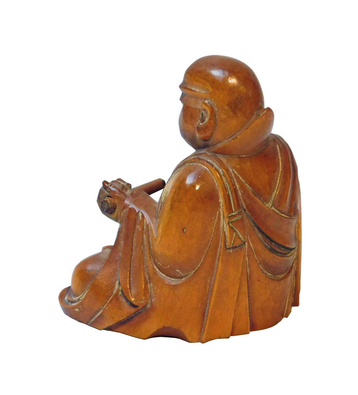 Wood Carved Lo Han Monk Statue in Deep Meditation Praying Etsy