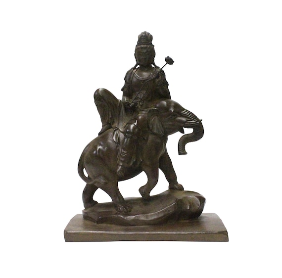 Chinese Handmade Brown Bronze Kwan Yin Riding Elephant Statue cs3742-1S Chinese Handmade Brown Bronze Kwan Yin Riding Elephant Statue cs3742-1S