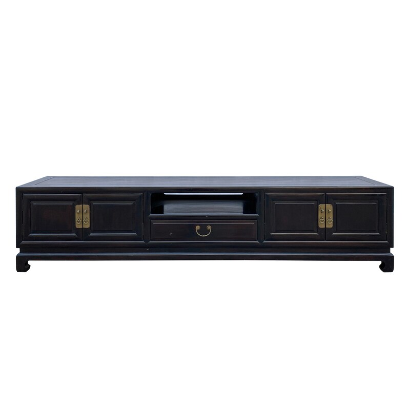 Chinese Semi Gloss Brown Low TV Console Table Cabinet cs5959E